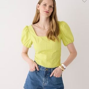 J. Crew Lime Green Puff Sleeve Blouse